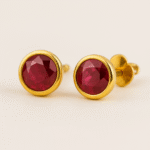 Ruby & Gold Stud Earrings